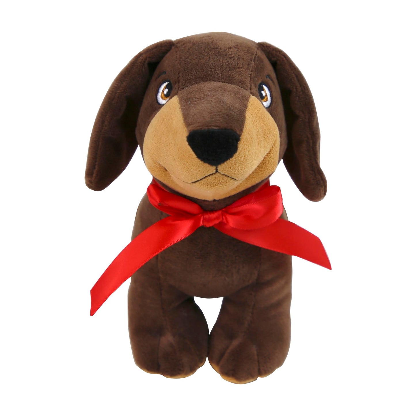 Eurowrap Valentine’s Day Sausage Dog Plush – Cute Brown Dachshund Teddy with Red Bow & Heart Detail – Soft Cuddly Toy Gift for Loved Ones, Anniversaries & Romantic Occasions
