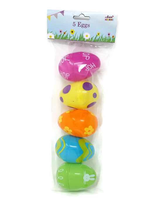 5 Large Plastic Fillable Eggs Children's Easter Hunt and Party Decoration