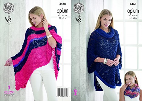King Cole Ladies Poncho, Cape & Snood Opium Knitting Pattern 4468