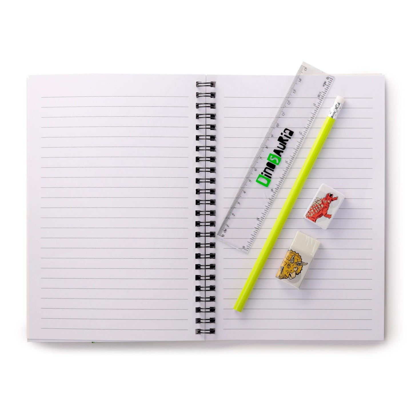 Puckator Dinosauria Ring Bound Notepad & Pencil Case 6 Piece Stationery Set - School Teacher Student Homework Study Planner Notepad - Collage University Essentials Journals Planners - Jotter Uni