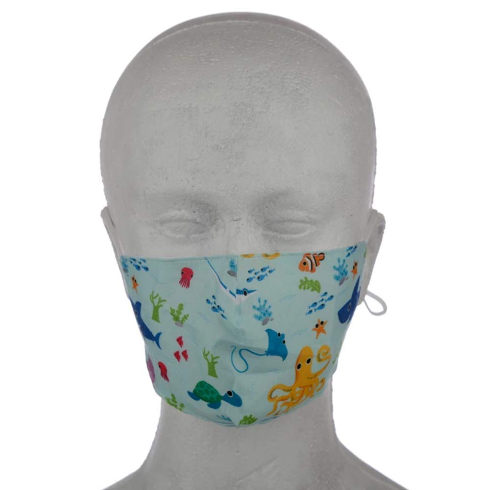 Puckator Reusable Face Covering - Non Medical - Size Small (Age 4-12 - 20cm x 11cm) Twin Pack (Sealife Splosh)