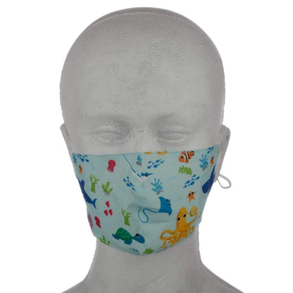 Puckator Reusable Face Covering - Non Medical - Size Small (Age 4-12 - 20cm x 11cm) Twin Pack (Sealife Splosh)