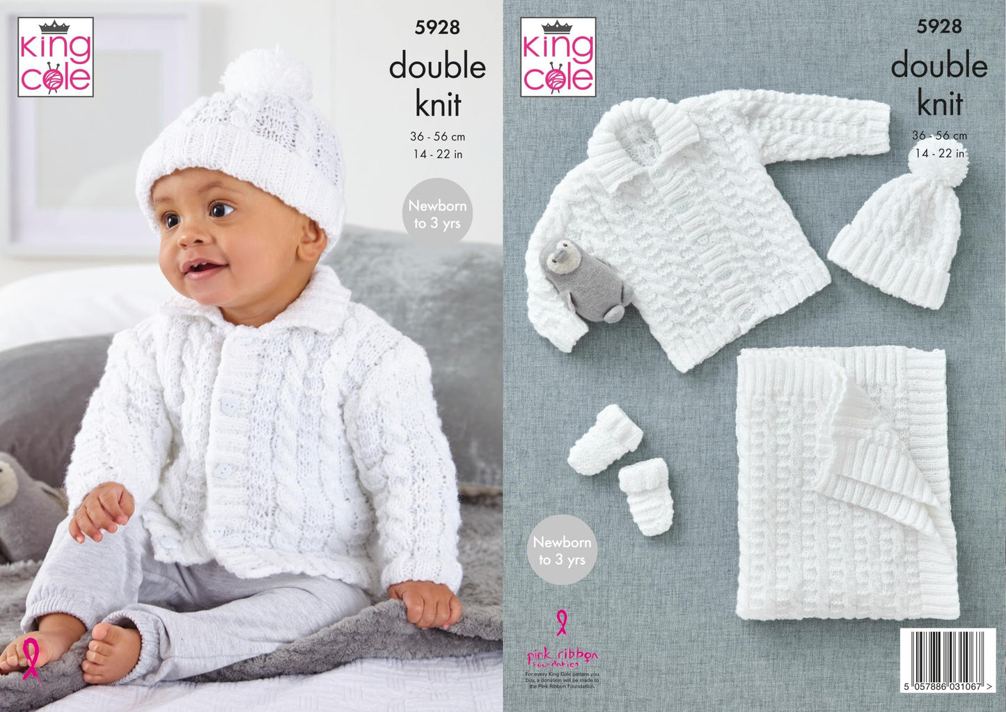 Jacket, Hat, Mitts and Blanket in King Cole Big Value Baby DK (5928)