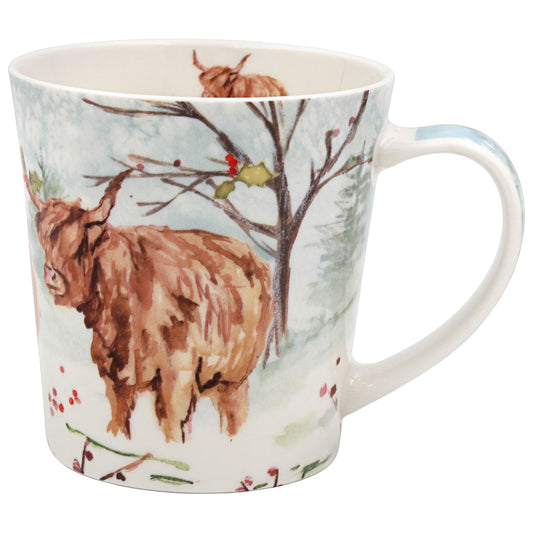 The Leonardo Collection Highland Cow Mug for Hot Drinks | Reusable Fine China Coffee Cups for Kitchen & Home | Durable Printed Tea Mugs for Every Occasion | Long-Lasting Cup for All Types of Beverages