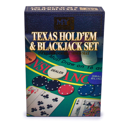 M.Y Texas Hold'em Poker & Blackjack Set - Includes Poker Chips Deck of Cards