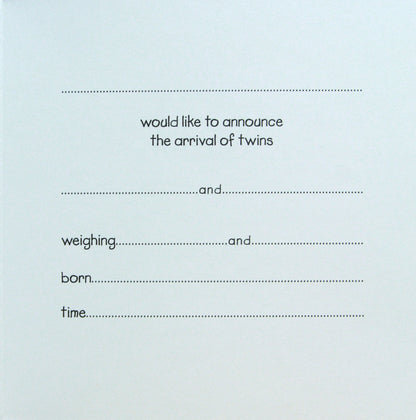 10 Prelude Yellow and White Arrival of Twins Announcement Cards