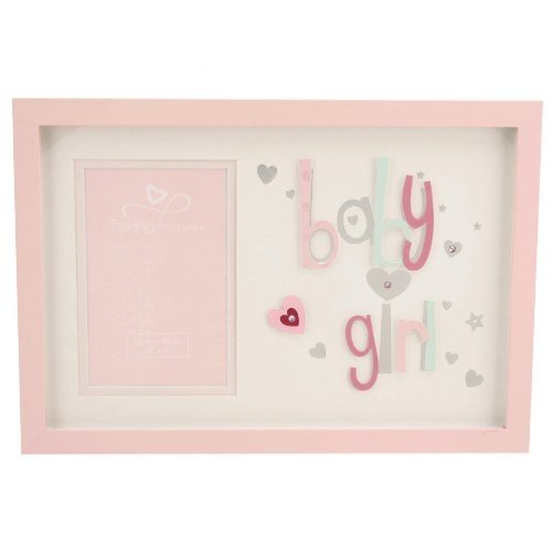 Talking Pictures 4"x6" Photo Frame for BABY GIRL 3D Letters and Sequins Finish