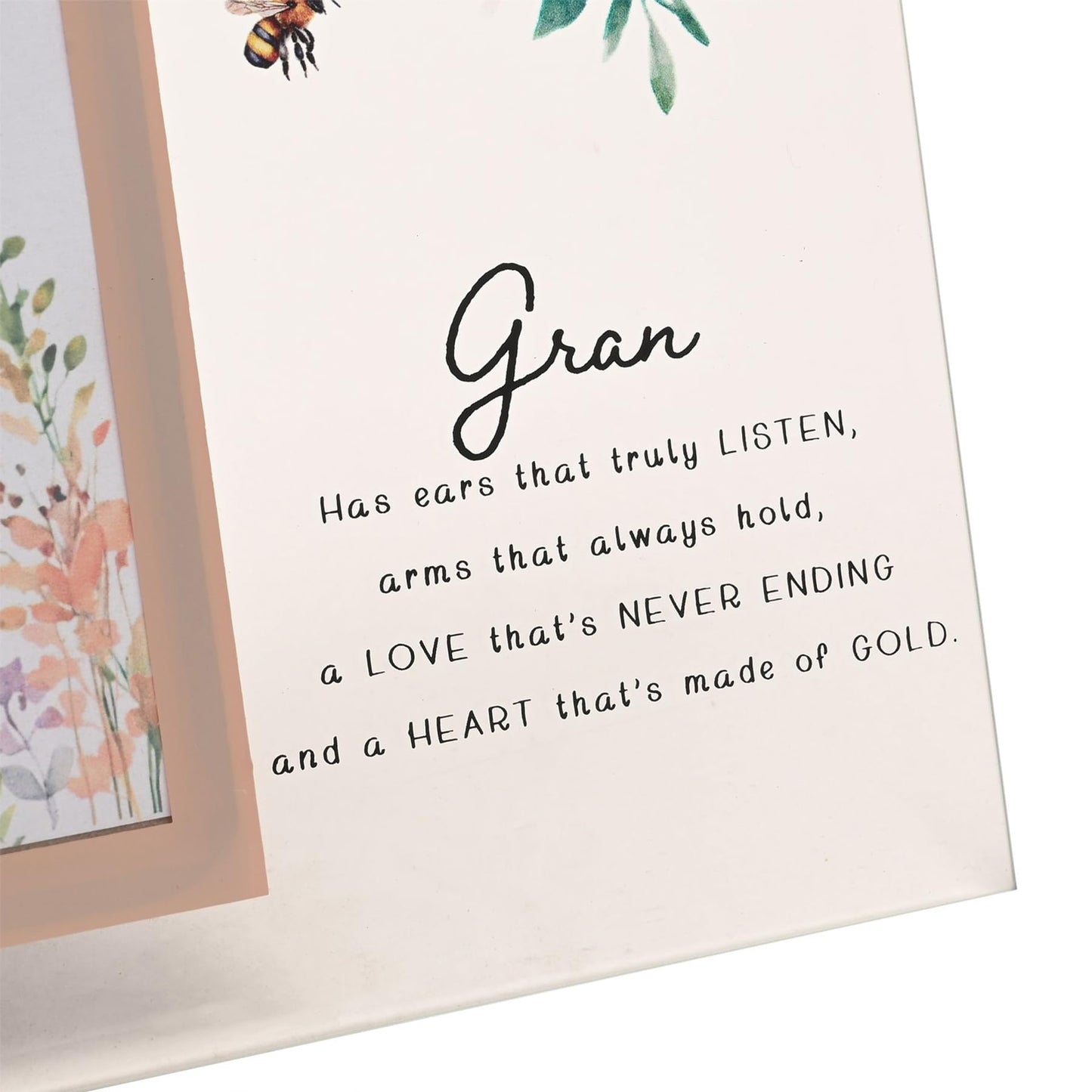 Floral Glass Photo Frame with Wording and Holds 4'x6' Photo