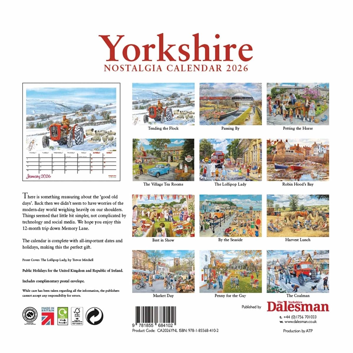 Yorkshire Nostalgia Deluxe Calendar 2026, Deluxe Calendars, Month To View, Travel, Gift