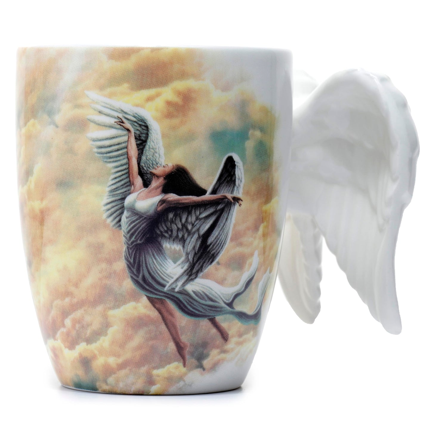 Puckator Angel Wings Ceramic Shaped Handle Mug with Decal - University Essentials - Cute Gifts for Girlfriend - Large Mugs for Men Women Hot Drinks - Cute Cups Presents - Secret Santa Gifts - Cup Set