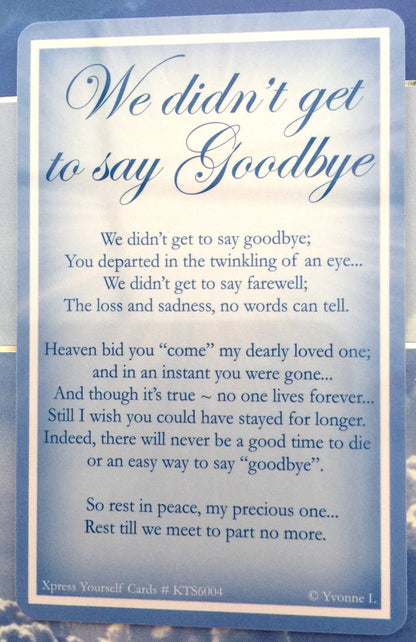 Sad Loss of Son - Deepest Sympathy Card + Detachable Pocket Keepsake