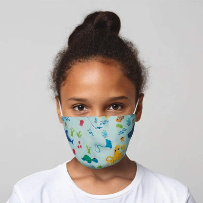 Puckator Reusable Face Covering - Non Medical - Size Small (Age 4-12 - 20cm x 11cm) Twin Pack (Sealife Splosh)