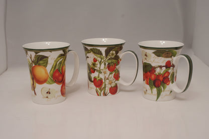 Fine China Tea Coffee Mug Set Of 3 Fruit Garden Design lp301   x1  random