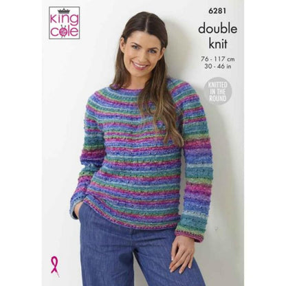 King Cole Ladies Double Knitting Pattern Womens Knit in The Round Sweaters (6281)