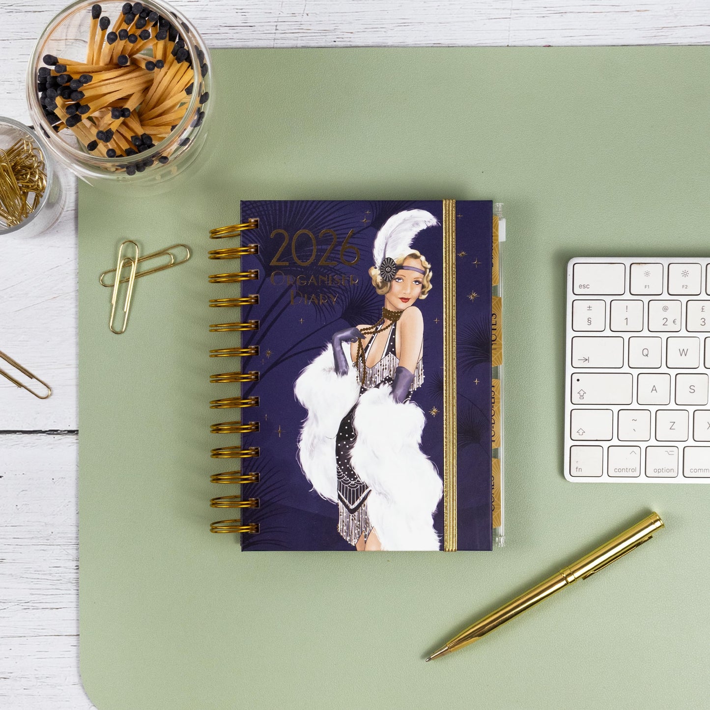 Claire Coxon Art Deco 2026 Organiser Diary | Hardback Weekly Planner with Tabs, Notes, To-Do & Goals | Stylish Art Deco Design