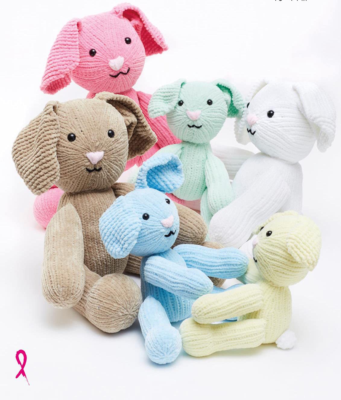 King Cole 9150 Knitting Pattern Rabbit Toys in Yummy