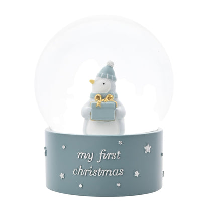 Bambino By Juliana 'My First Christmas' Penguin Water Globe - Blue. Christmas/Xmas Gifting to Celebrate New Born Children, Family & Love - Present to New Born, Baby Shower or Christening.