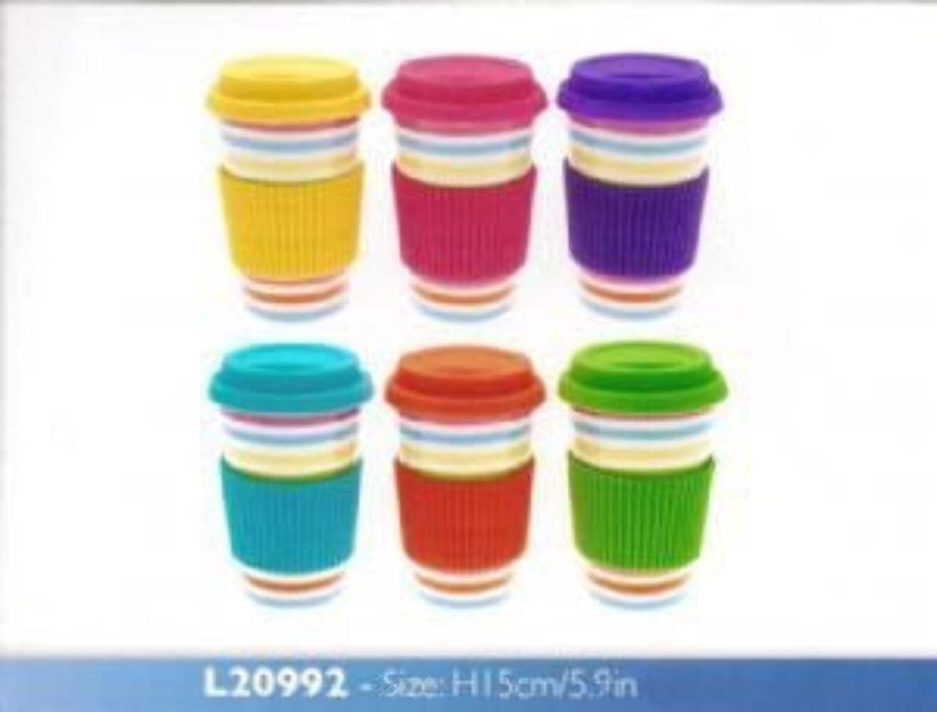 Bright Stripes Take Away Eco Travel Mug Pink Purple Green Blue Yellow Orange (Orange)