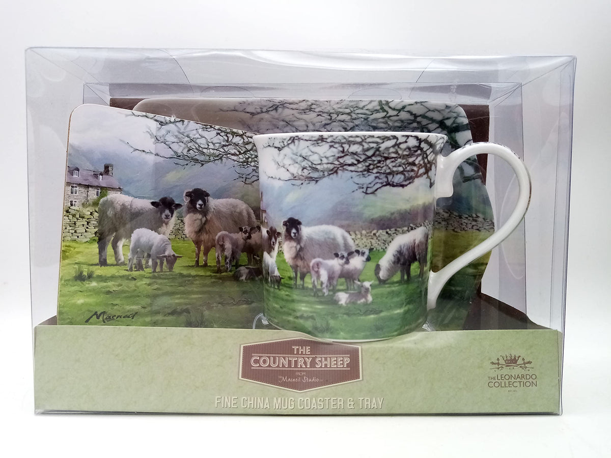 macneil the country sheep mug coaster tray set one