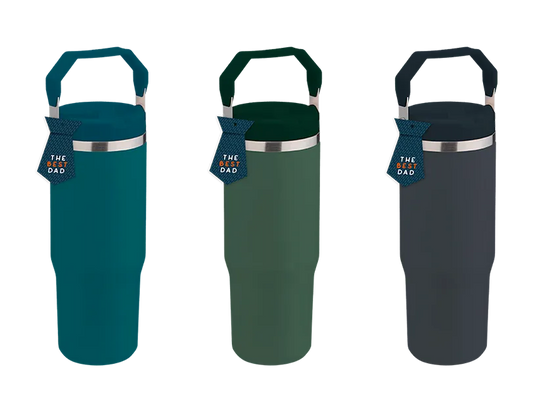 Father's Day Double Walled Tumbler With Flip Straw And Handle   one supplied