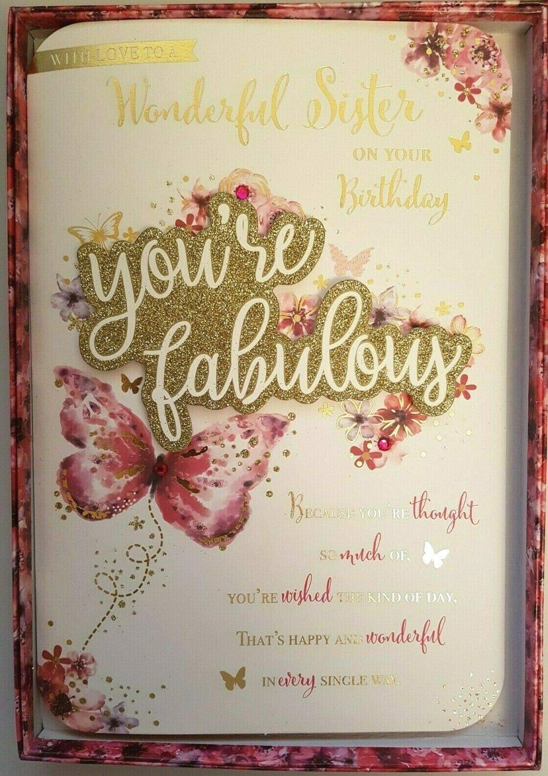 Wonderful Sister On Your Birthday - Large Boxed Card