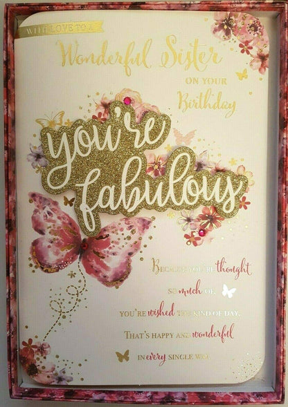 Wonderful Sister On Your Birthday - Large Boxed Card