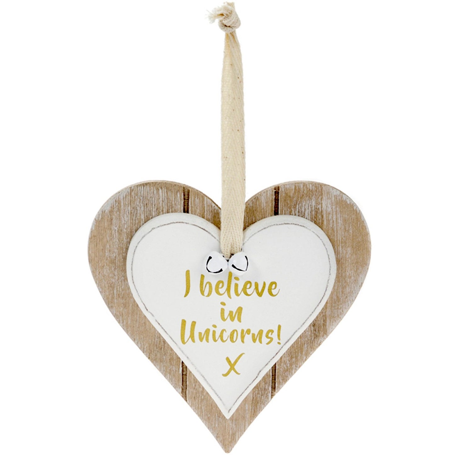 "I Believe In Unicorns" Double Wooden Heart Hanging Wall Plaque Door Sign Beautiful Gift