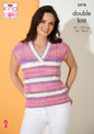 King Cole Ladies DK Knitting Pattern V Neck Cable Knit Sweater & Top (5978)
