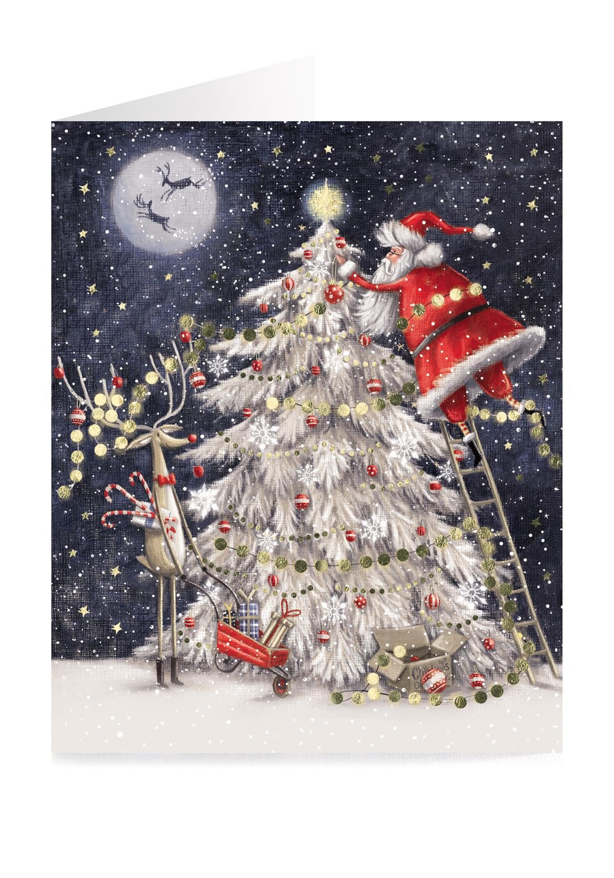 Tom Smith Boxed Christmas Cards Pack - 15 Luxury Xmas Cards with Envelopes and Seals - Festive Santa Xmas Tree & Postbox Designs - Recycled Eco Friendly Christmas Card Set