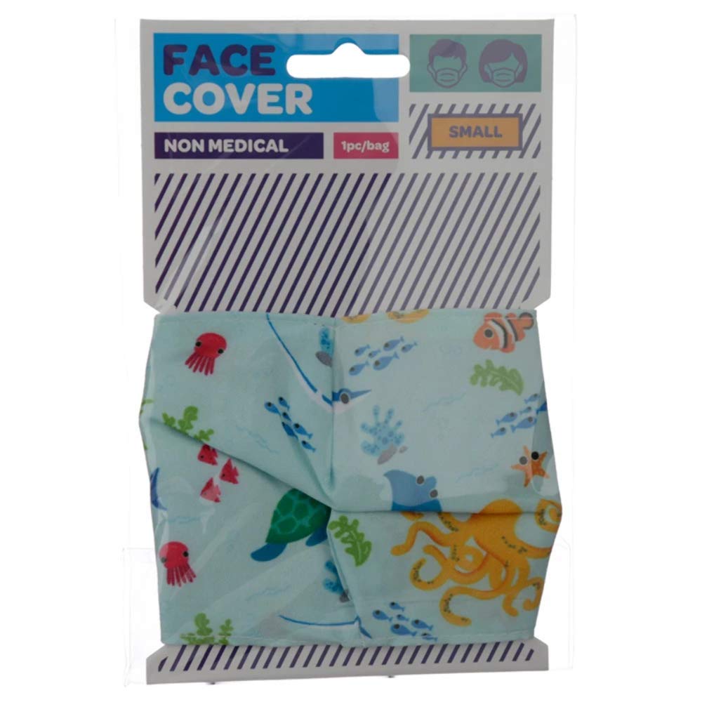 Puckator Reusable Face Covering - Non Medical - Size Small (Age 4-12 - 20cm x 11cm) Twin Pack (Sealife Splosh)