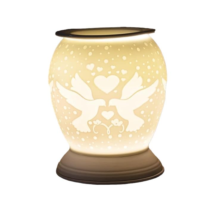 Porcelain Etched Aroma Lamp - Love Birds