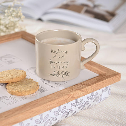 Widdop Moments Stoneware Ceramic Mum Mug - Mum Forever Friend Mug - Fawn Colour - Coffee Mug Tea Hot Drinks - Approx 350ml - Gift for Mum Birthday Mother's Day Present