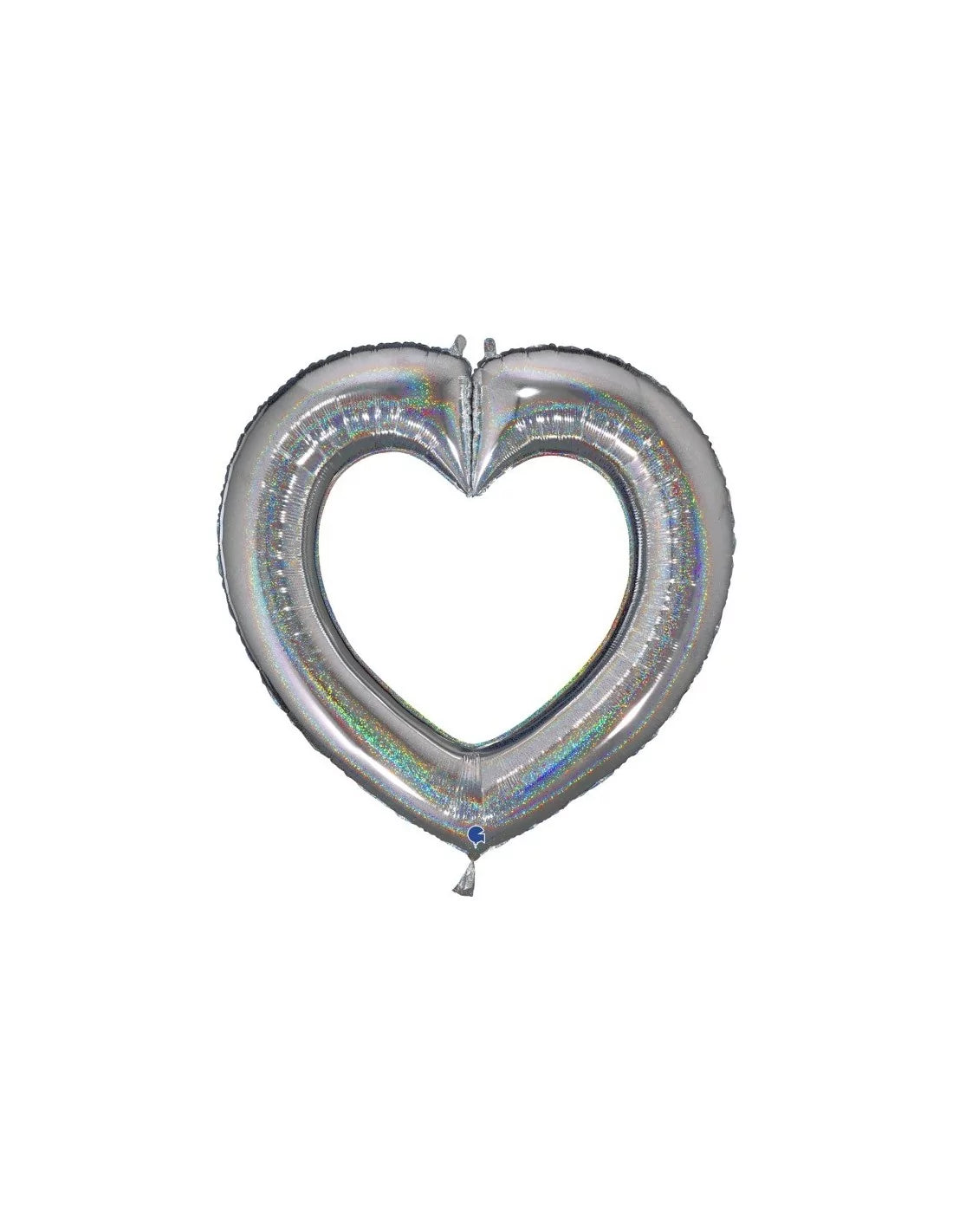 Foil balloon Linky iridescent heart silver 85x84cm