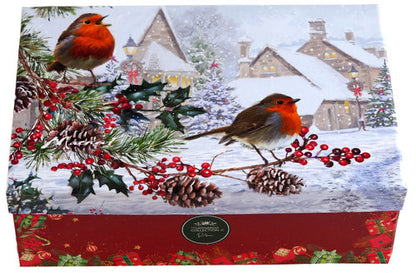 Christmas Robin Baubles in a Keepsake Box  Set of 6