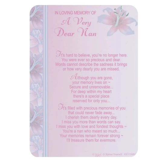 Graveside Memorial Card Loving Memory Nan