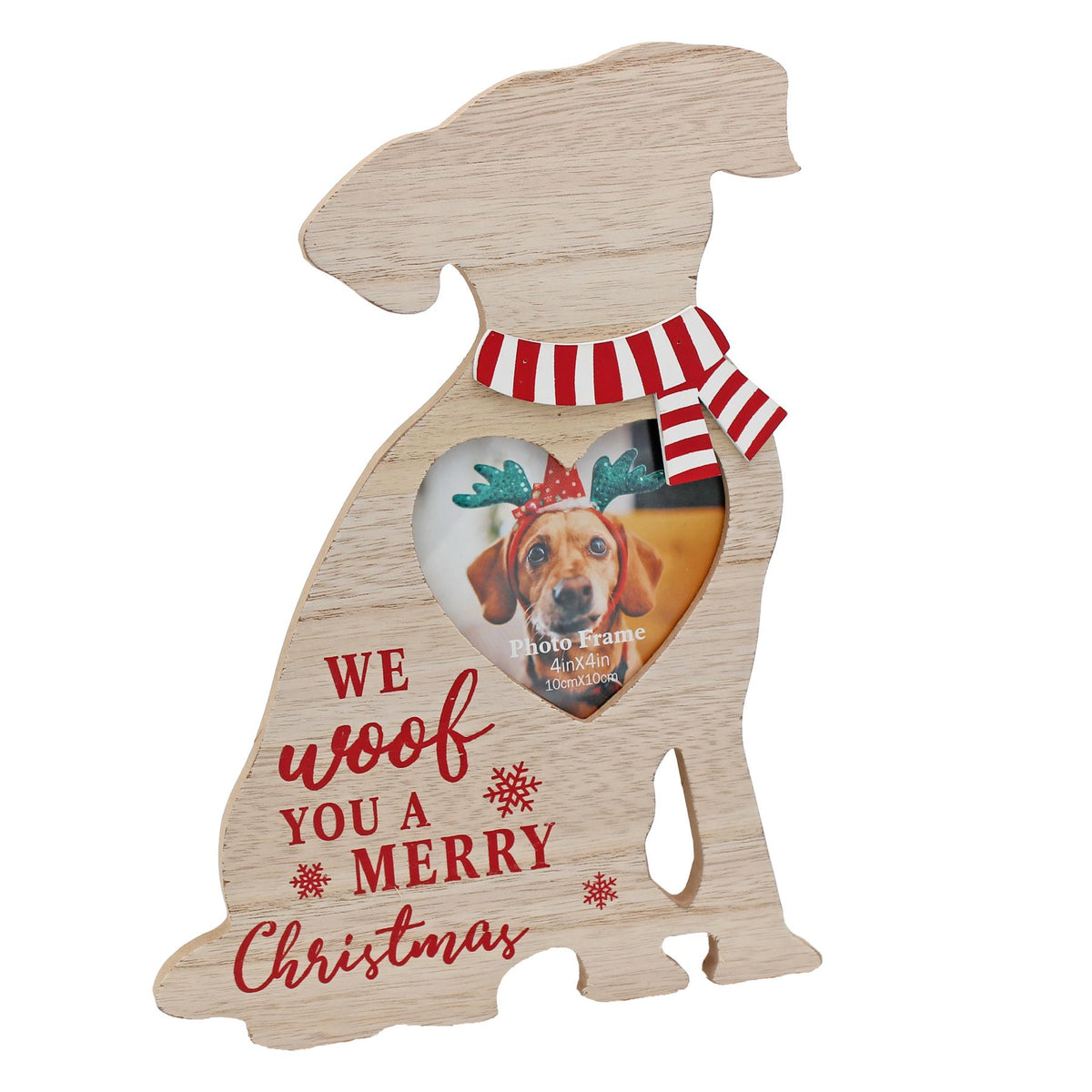 Christmas Pet Photo Frame with Heart 27cm Wooden dog