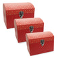 Gift Box Mini Chest Set Of 3 Red & Gold