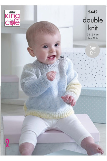 King Cole 5442 Knitting Pattern Baby Sweater and Cardigans in Melody DK