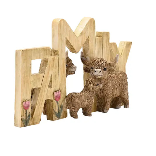 Country Living Highland Cow Plaque "Family