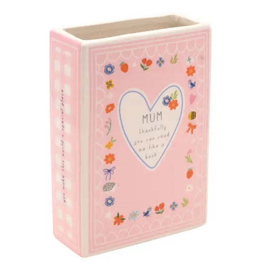Love Life Sentiment Gift Book Vase 15cm - Mum