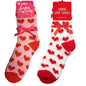 Ladies Valentines Socks Super Cosy Hearts Size 4 - 6 White and Red one pair  supplied