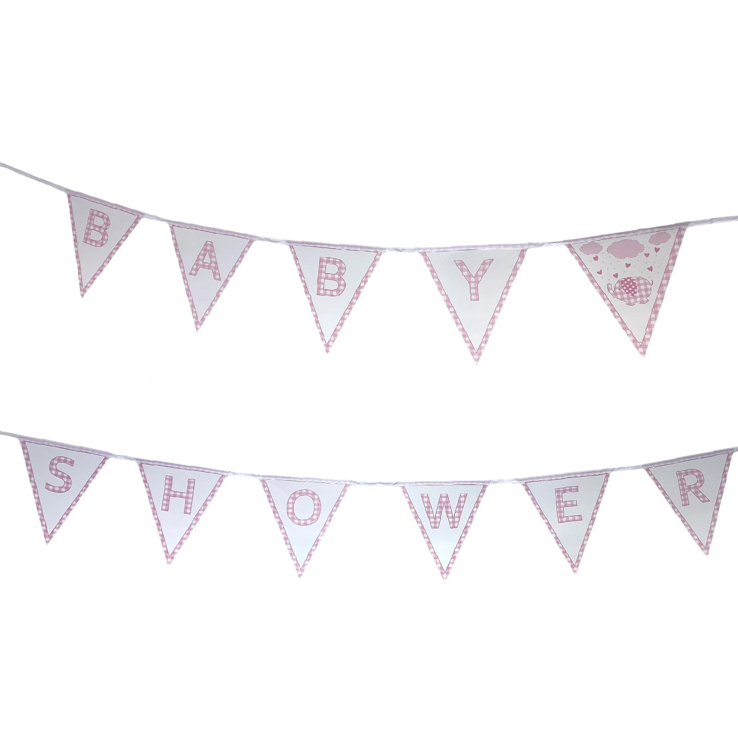 Fun Machine Baby Shower Bunting 3m Blue  Gingham Decoration