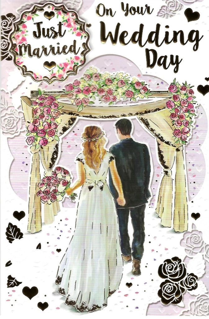 Just Married On Your Wedding Day Card 9" x 6" (23cm x 15cm)