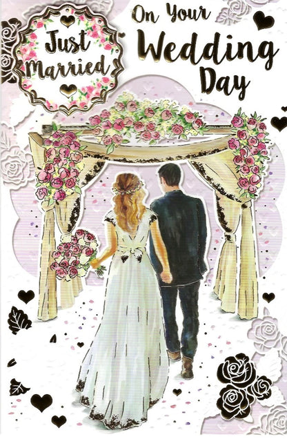 Just Married On Your Wedding Day Card 9" x 6" (23cm x 15cm)