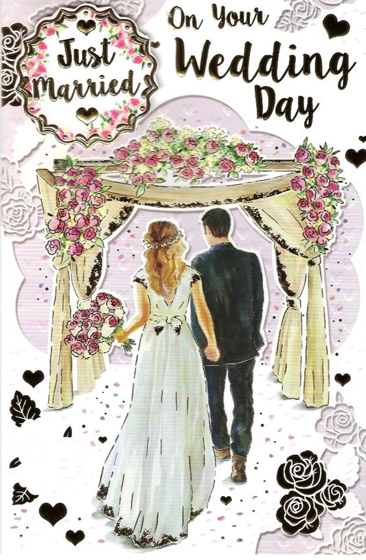 Just Married On Your Wedding Day Card 9" x 6" (23cm x 15cm)