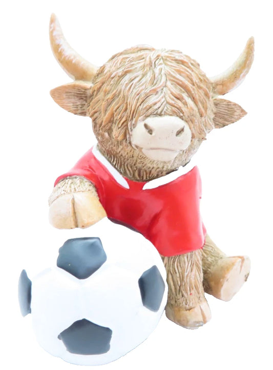 Happy Highland Cow Football Mad 11 CM Ornament/Figurine Resin Gift