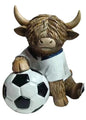 New Sitting Highland Cow With Football Ornament Hughie Figurines Home Decoration