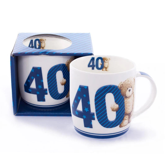 40TH MUG TEDDY BEAR GIFT BOXED