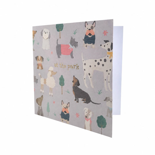 Cute Dogs At The Park Greeting Cards Set 8 Blank Cards & 4 Notecards + Envelopes