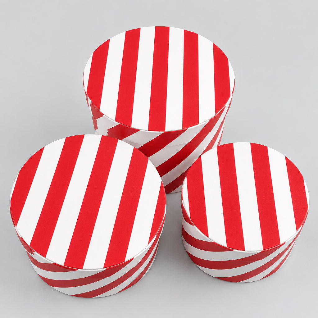 Candy Striped Hat Box Set of 3